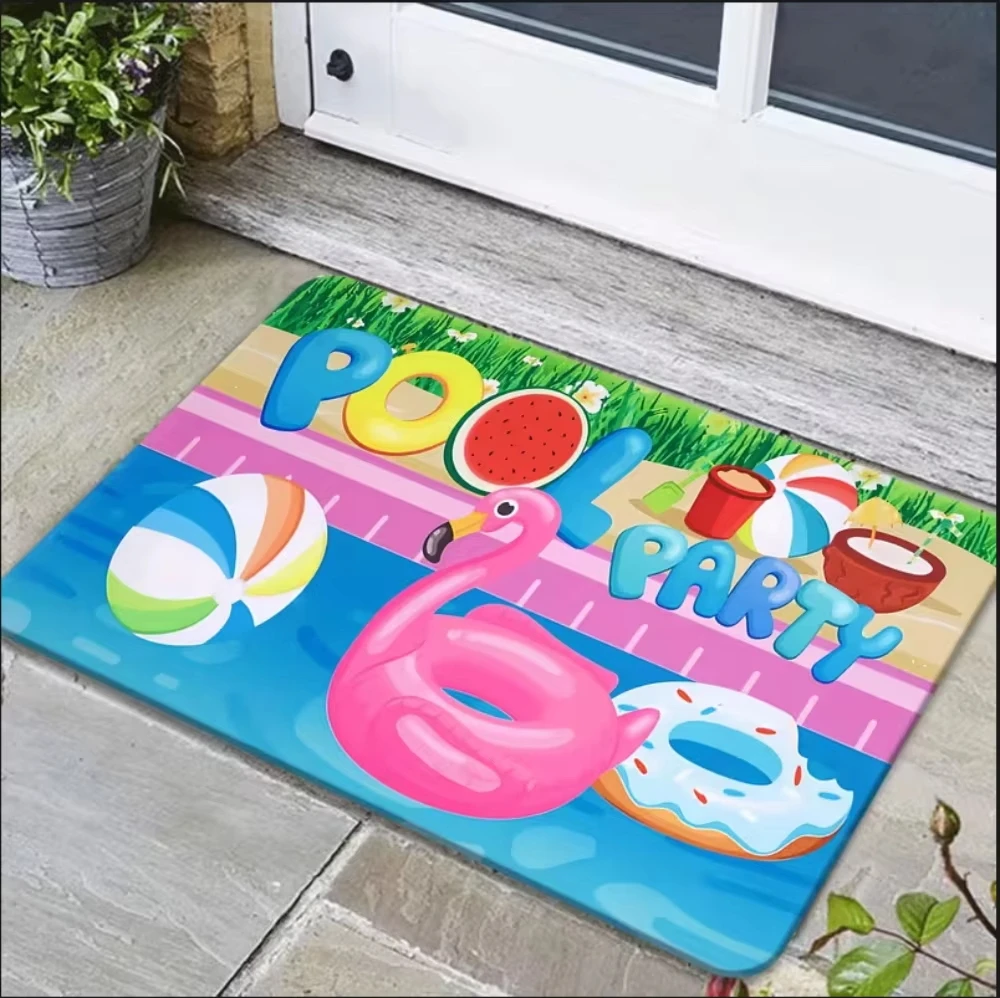 Floor Mat Realistic Seawater & White Foam Design Washable Entry Doormat Summer Tropical Beach Surf Area Rug CarpetNon Slip