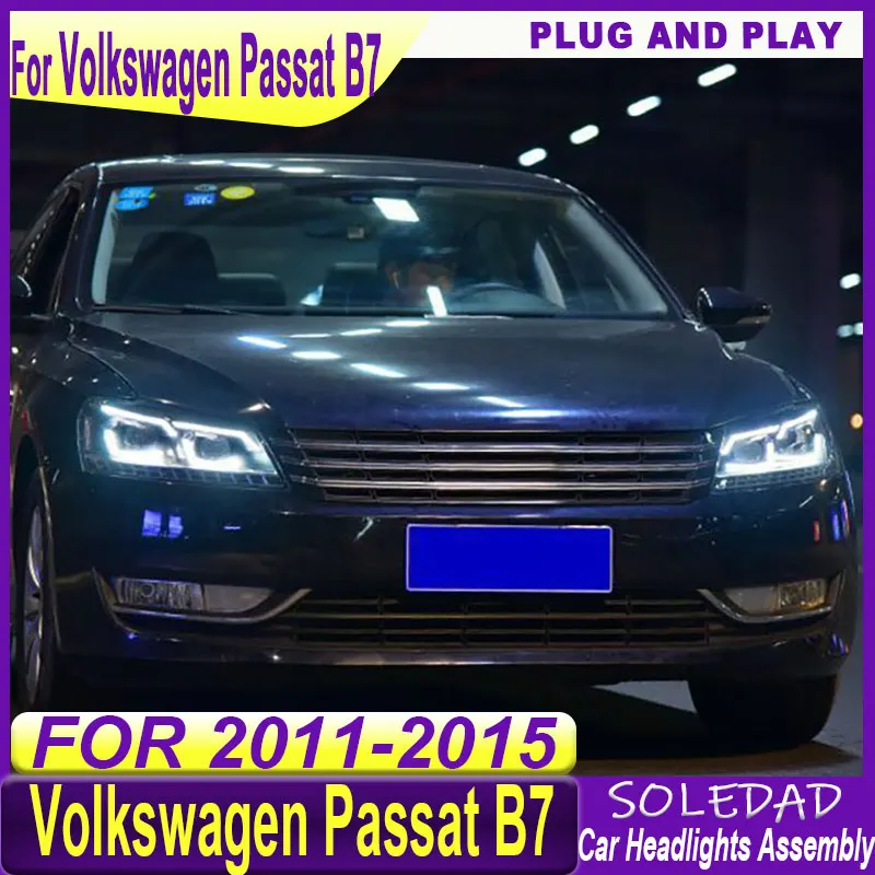 Head Light For Volkswagen VW Passat B7 2011-2015 Head Lamp Upgrade LEDDRL Headlights Lens Accessories Front Light Part