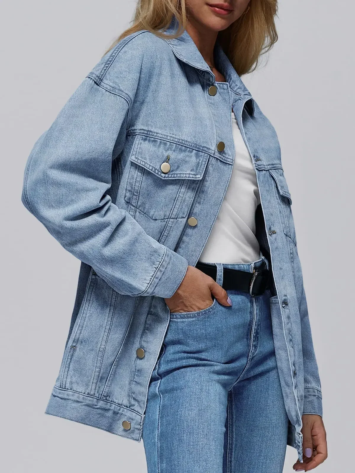 

2025 New Women Denim Coat Jackets Casual Loose Jean Jacket