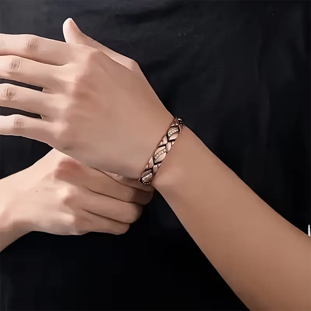 Copper Magnetic Bracelet for Women Men, Health Energy Therapy Bangle, Pure Copper Jewelry with Magnets, Couple Gift