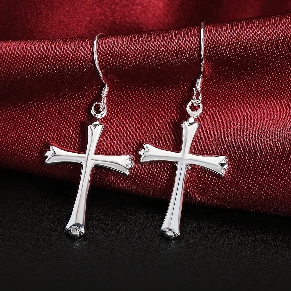 Arrived ��ديثًا Earrings with button pen and made Silver Sterling Karat 925 your Facebook, Cross for women, Jewelry Modern For Parties and wedding, gift Modern