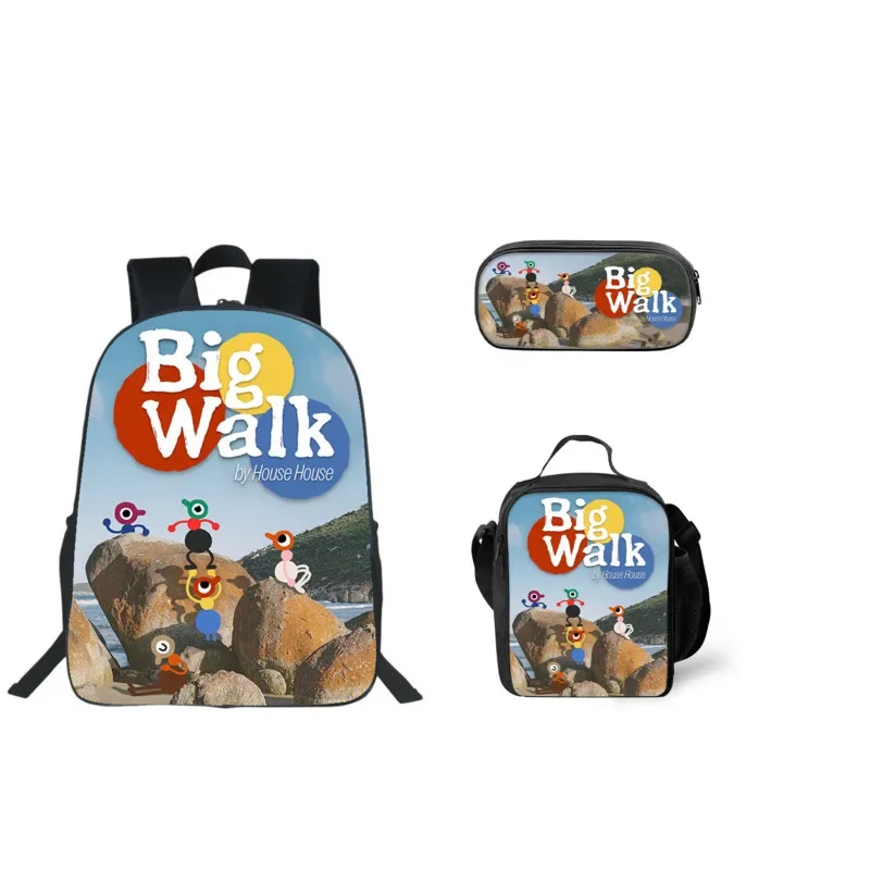 Big Walk School Backpack 3Pcs Set With Lunch Bag Pencil Case Printed Game Peripheral Birthday Travel Gift