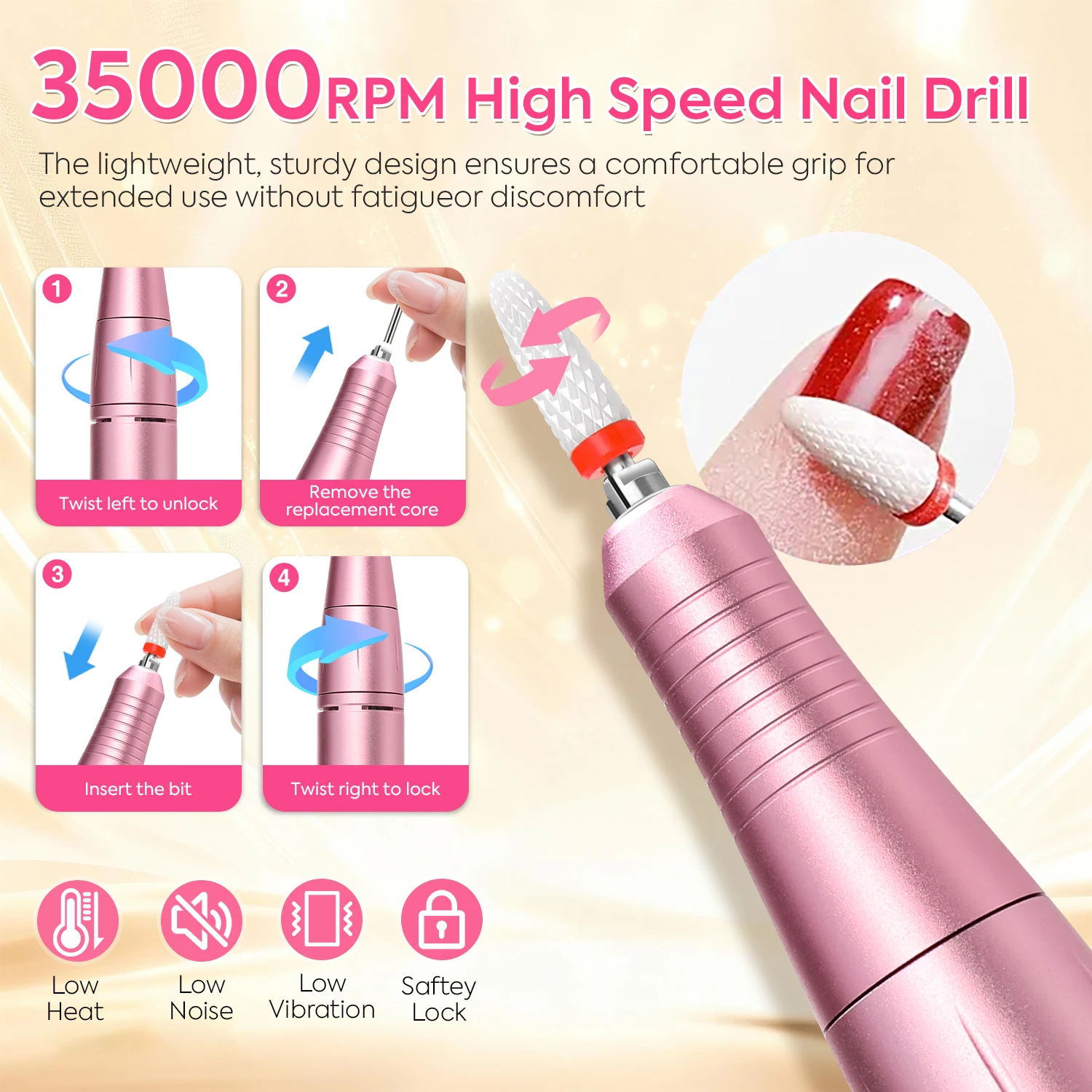 DianaBeauty 35000RPM اللاسلكية مسمار الحفر القلم USB ملف الأظافر تلميع القلم قابلة للشحن مسمار آلة الحفر المحمولة مانيكير الحفر #4