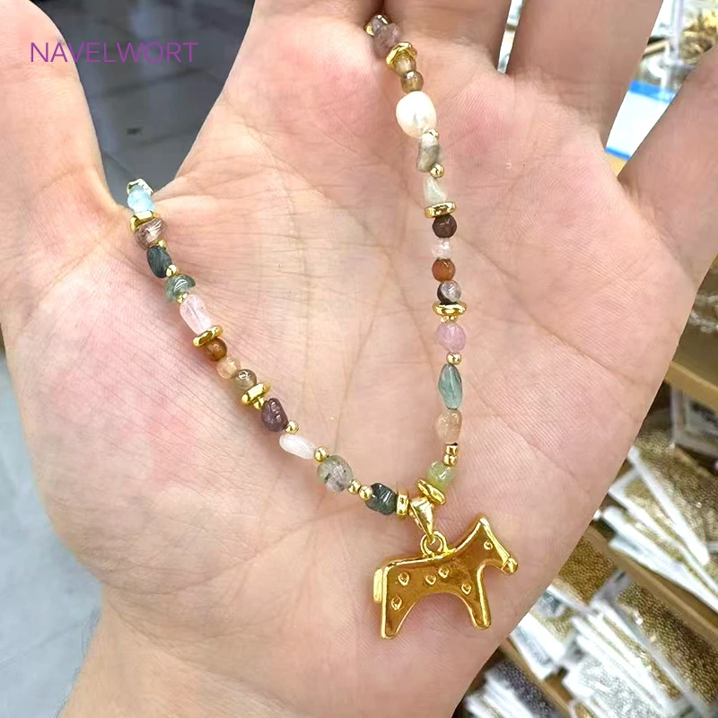 2/4/6Pcs 18K Gold Plated Horse Pendant Charms For Bracelet Making,Brass Decorative Pendants,DIY Necklace Jewelry Accessories view 2