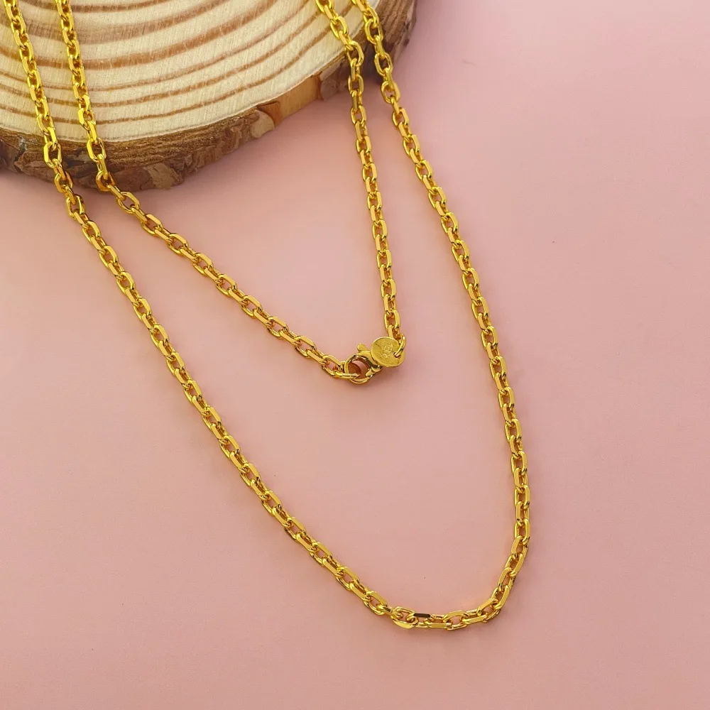 Low-Key Luxury 3MM Curb Chain Necklace For Women 24K Gold AU999, Understated elegant for everyday