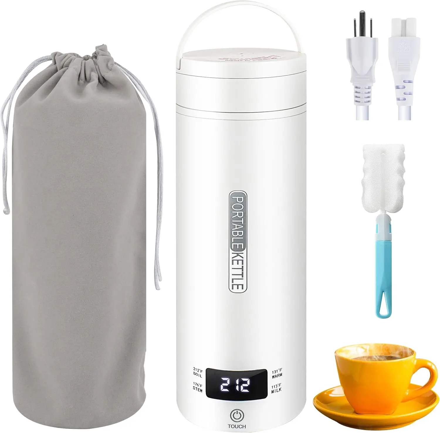 

Travel Electric Kettle Portable Smart Hot Water Boiler Tea Coffee Heater 450ML, 316 Stainless Steel, 4 Temperature Control