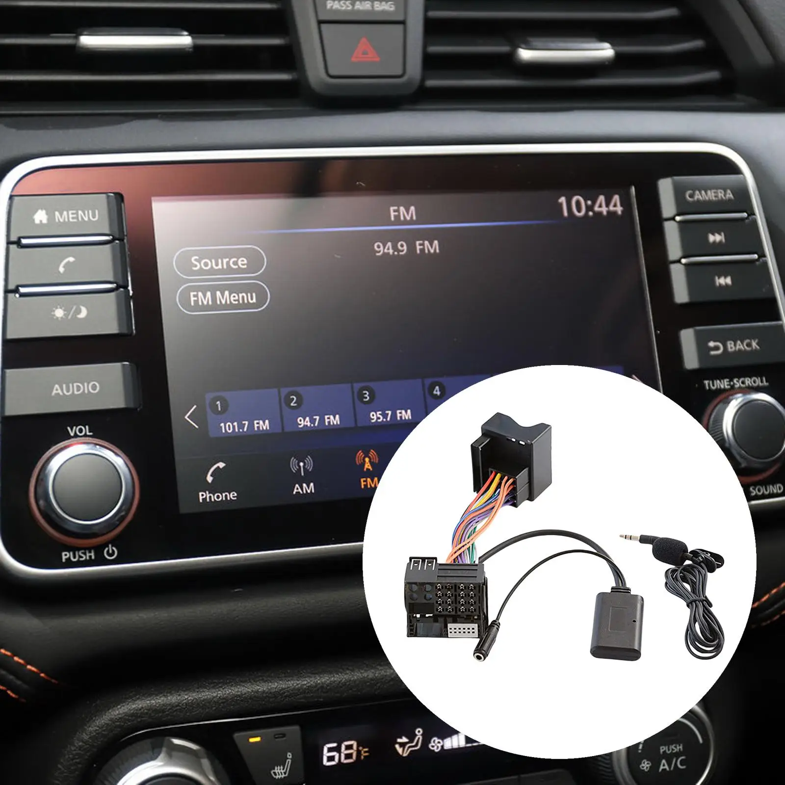 Car Bluetooth Audio Adapter MIC Aux Cable Black Plastic for W203 W169 W245 W209 W251 R230 NTG CD20 Radio