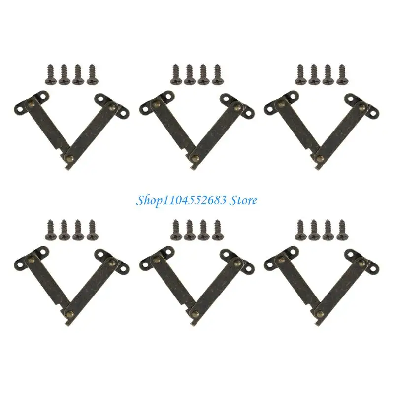 6pcs Metal Lid Stay Hinges Rusts Proof Easy Installation Lid Support Hinges for Small Wooden Box Jewelry Case Stabilizer 
