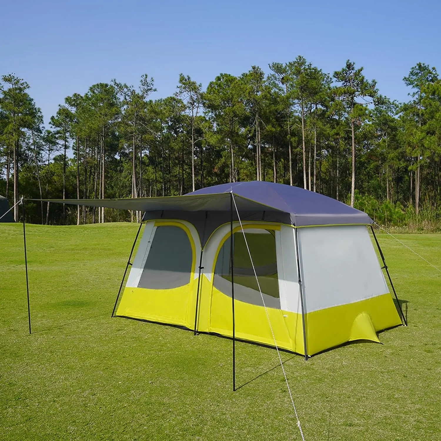 Hot-selling 3-4 Person Camping Tent with Extended Vestibule Weather Resistant Breathable Mesh Windows Waterproof Outdoor Tent