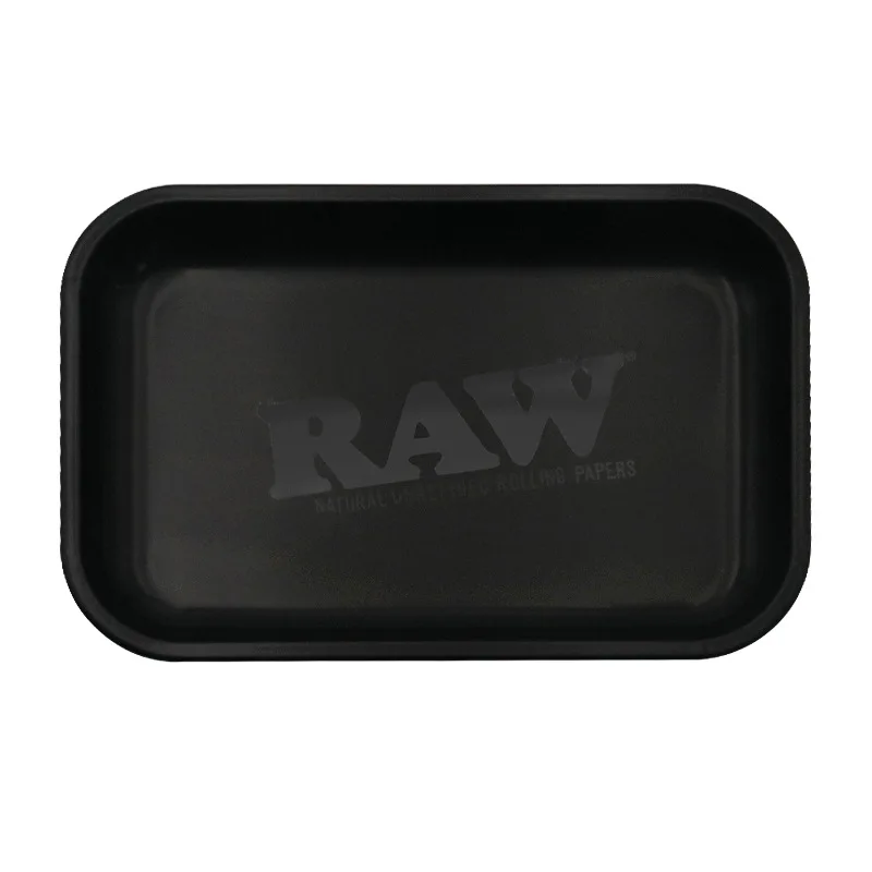 Bandeja rodante de cigarrillos de Metal negro mate, contenedor estañado, accesorios para fumar, bandeja de almacenamiento
