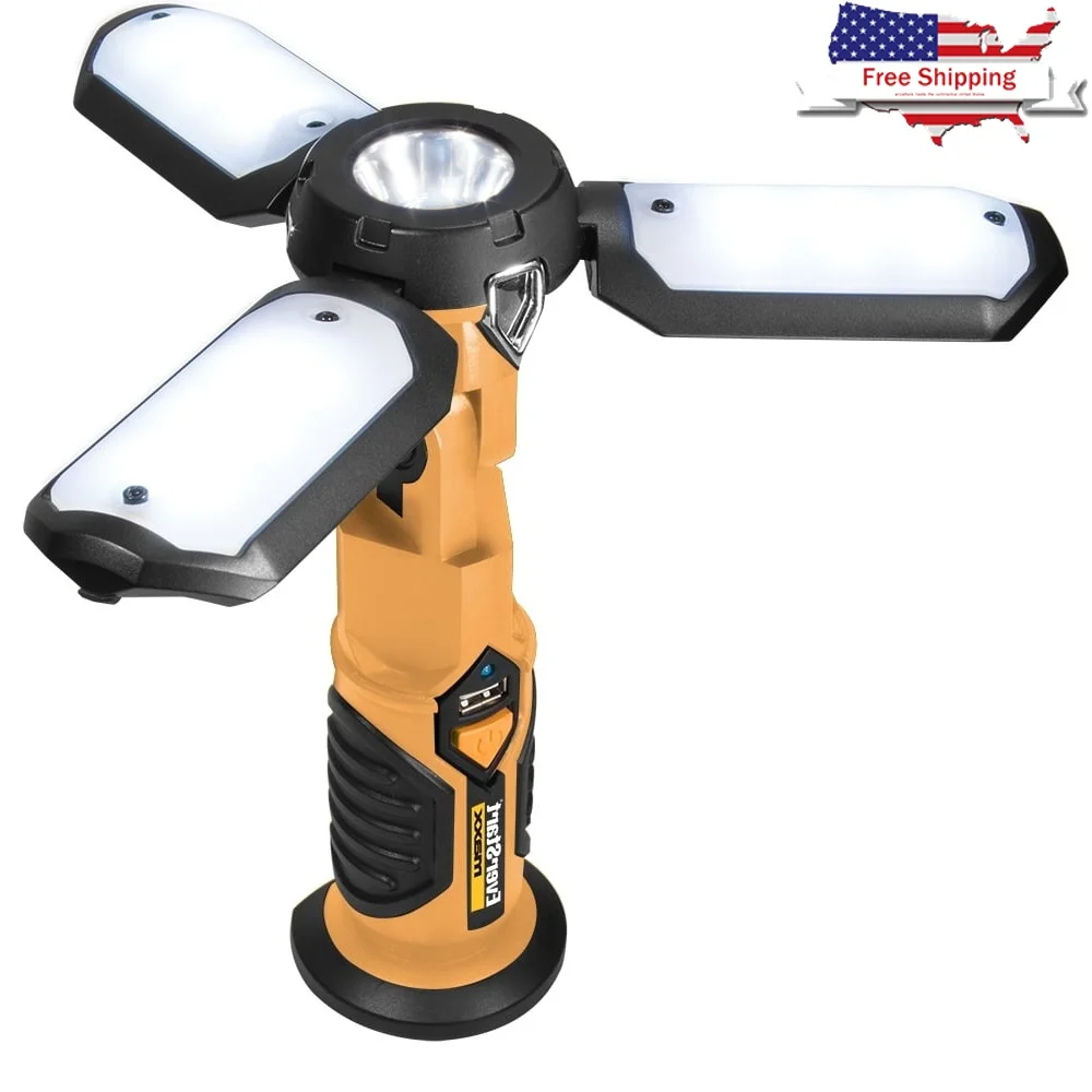 

1000 Lumen LED Portable Folding Work Light Magnetic Base USB Rechargeable Hands-Free Lighting with Pivoting Panels Camping