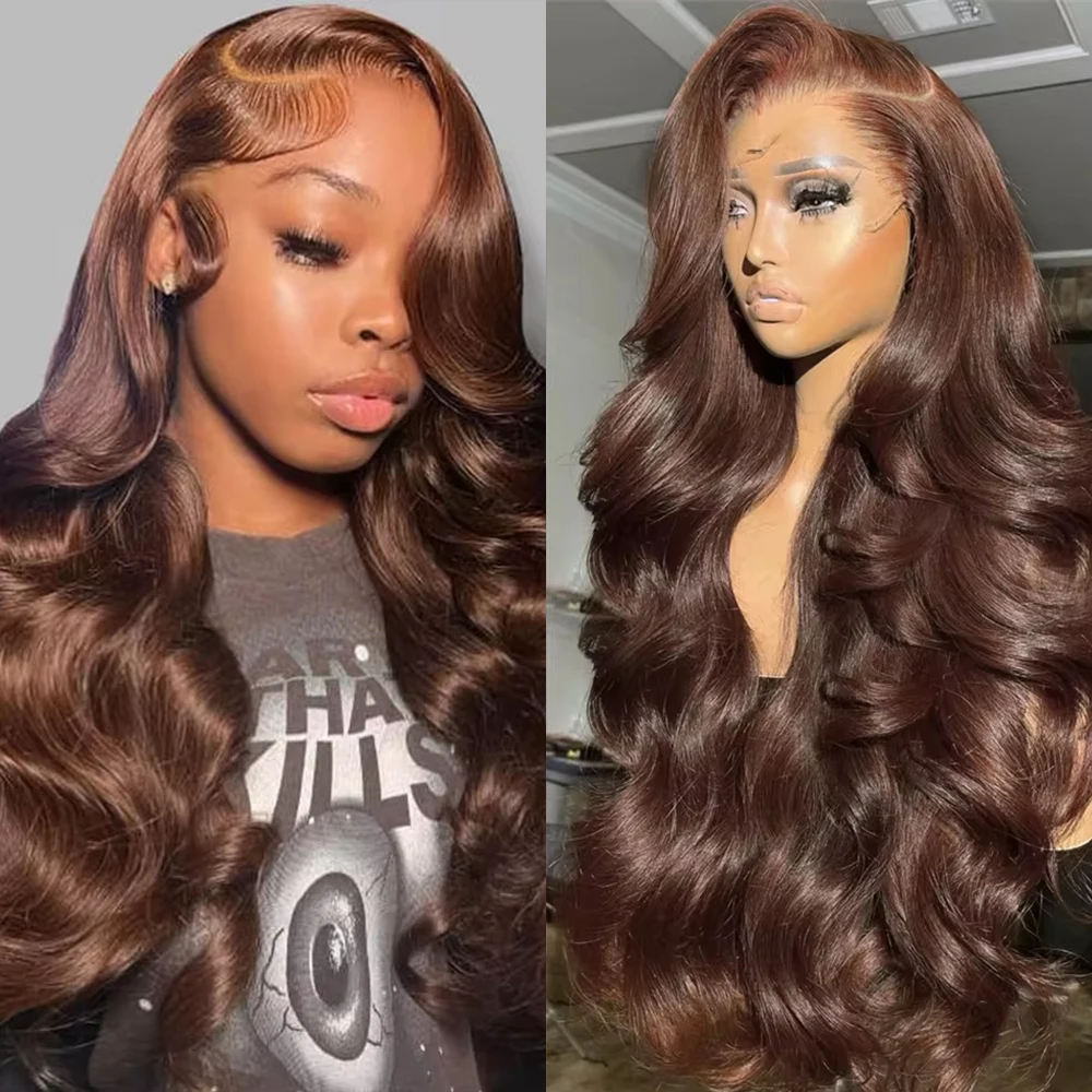 

Ready To Wear Glueless Wigs Chocolate Brown 13x6 13x4 Lace Frontal Body Wave Wigs Brazilian Preplucked 7x5 Human Hair For Women
