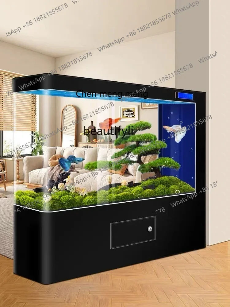 new Fish Tank Living Room Light Luxury Ecological Self-Circulation Change Water Partition Floor Intelligent AquariumSS 8617 ss 8