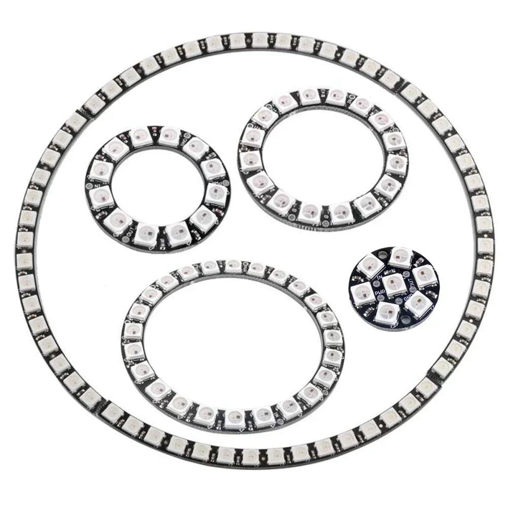 WS2812B 5050 RGB LED Ring 7/8/12/16/24/60 Bits Lamp Licht met geïntegreerde drivers WS2812 voor Arduino Raspberry Pi