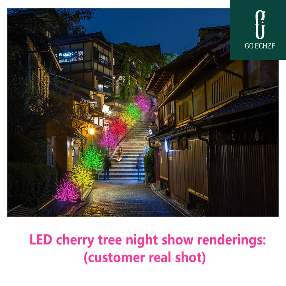 

2m 6.5ft Height Outdoor Artificial Christmas Tree LED Cherry Blossom Tree Light 1150pcs LEDs Straight Tree Trunk