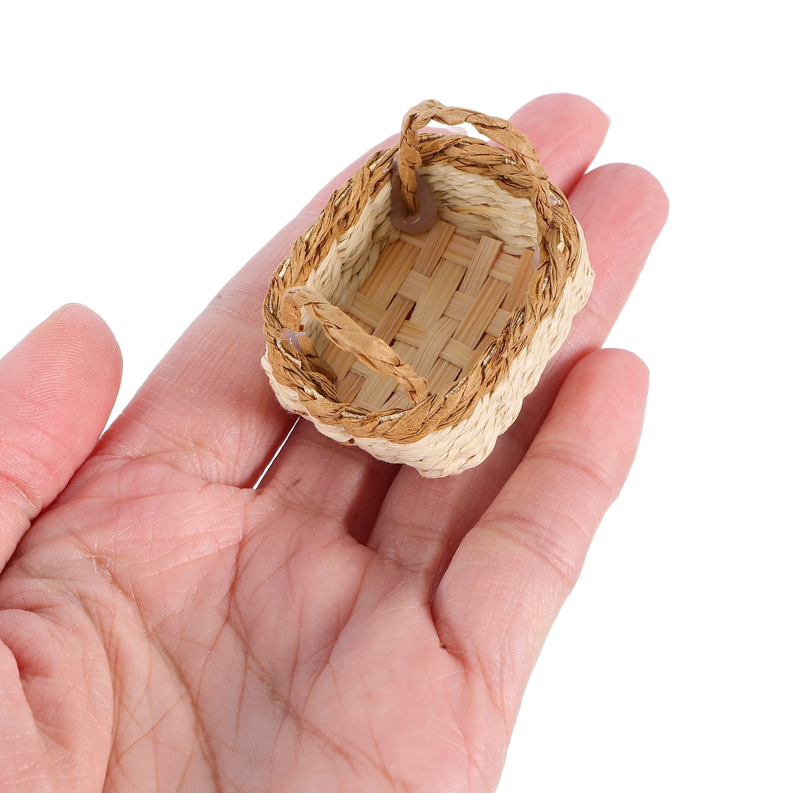 

2 Pcs Small Basket Raffia Miniature Baskets to Weave Hand Beige for Favors Flower Micro Scene