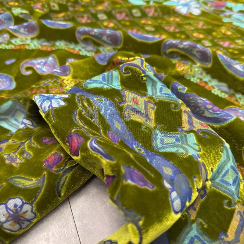 4 ألوان الحرير نسيج مخملي النمط الصيني معطف فستان أقمشة الحرير المخملية مصمم النسيج لكل متر #3