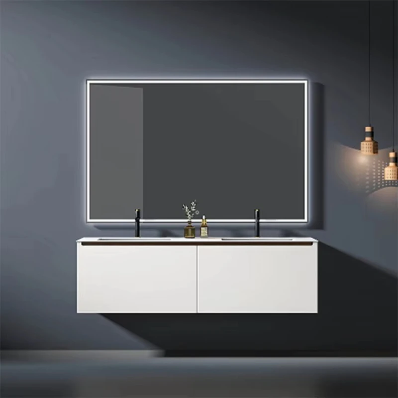 

Modern Bathroom Furniture Light Emitting Diode Vanity Cabinet Lacquered Door Bathroom Cabinet Vanity