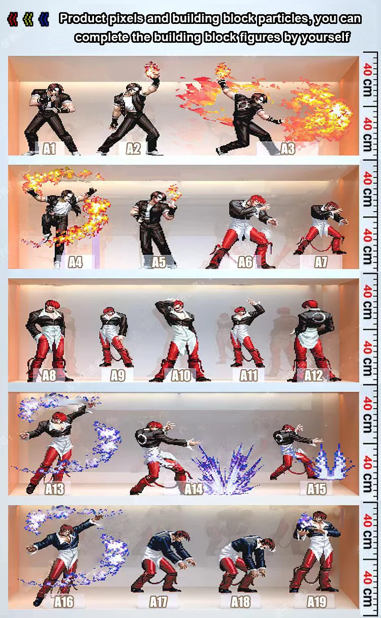 The King of Fighters Pixel Figure Material Pack Table Build Yagami Kukyo Kusanagi Kyo Game Puzzle Retro arcade ornaments