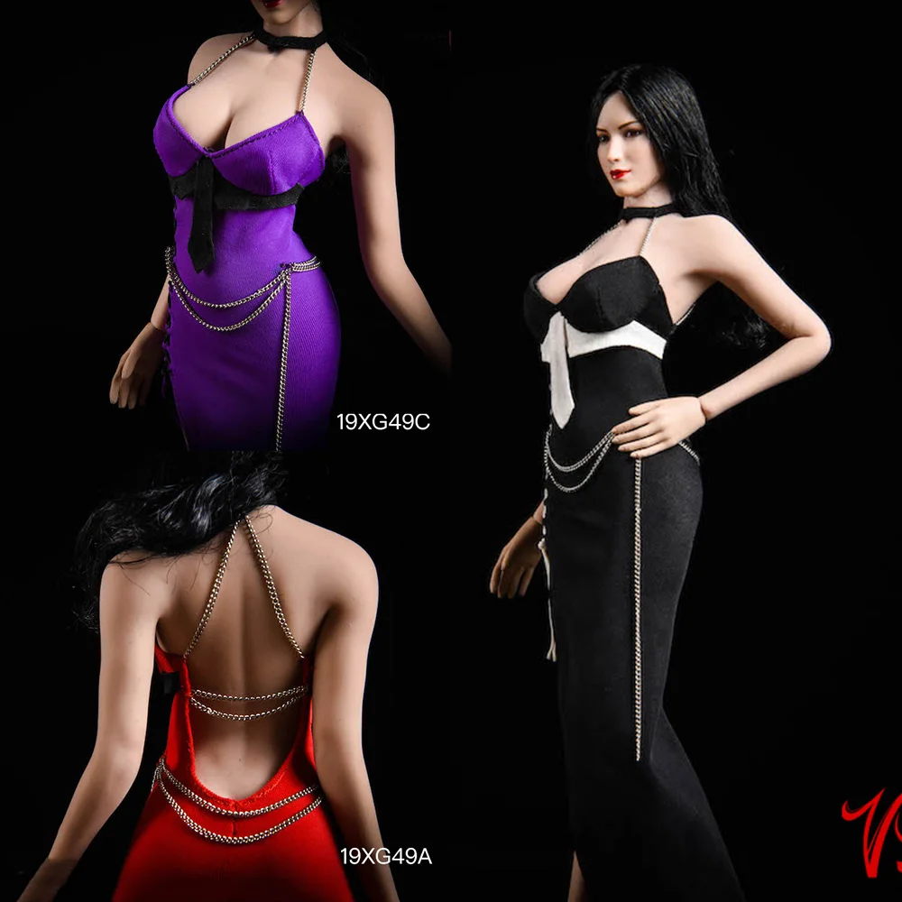 VSTOYS 19XG49 1/6 Scale Low Cut Ada Wong Long Sling Slits Backless Party Skirt Dress Clothes for 12 inches Action Figure