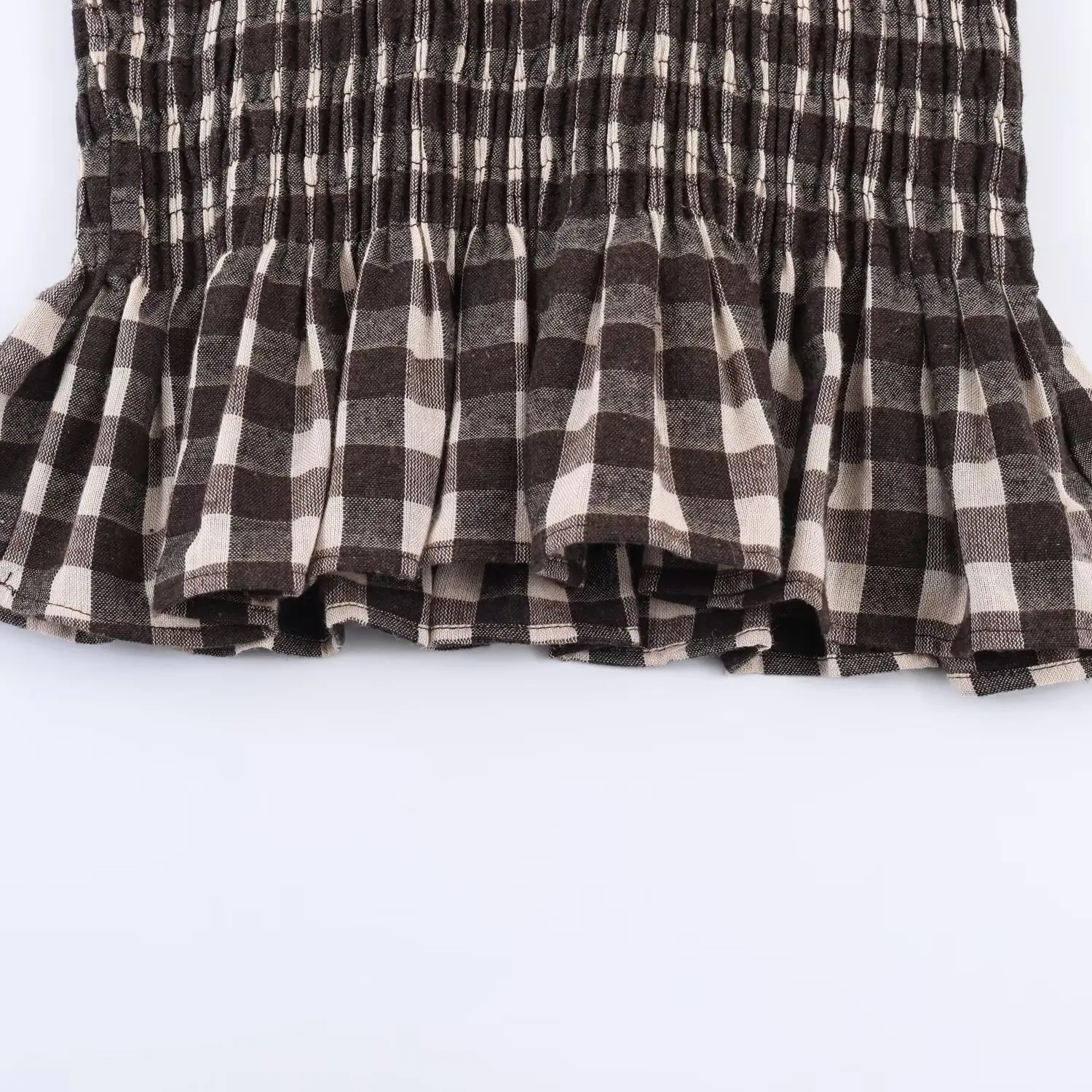 Nlzgmsj 2025 Vintage Chic Braune Karierte Hemden Damen Langarm-Blusen Gefaltete Mode Lässige Elegante Damen-Oberteile Y2k – Detail 6