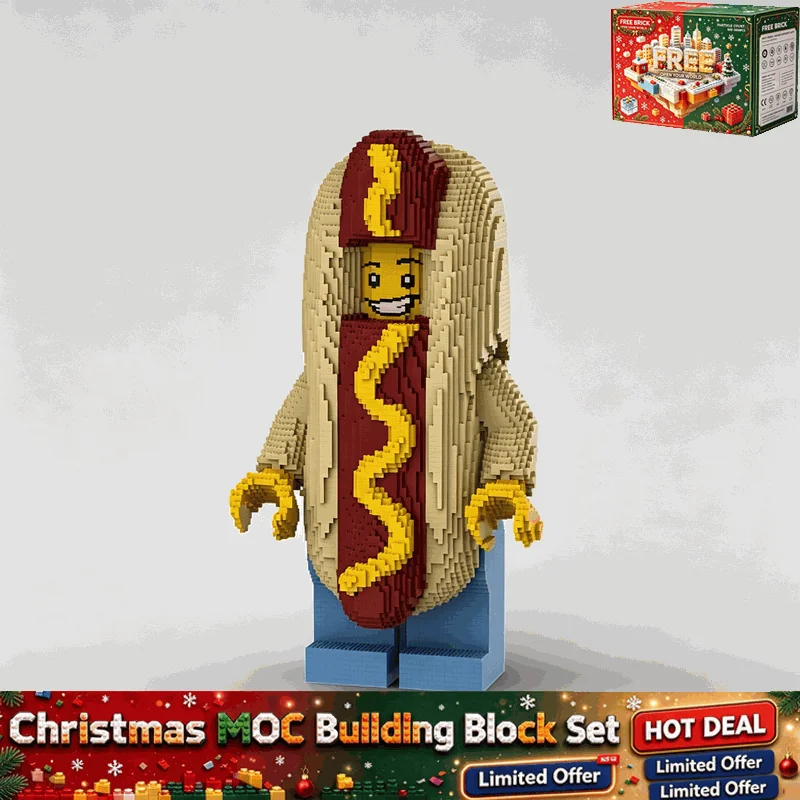 9288PCS Modular MOC Giant Hotdog Man Figure Building Blocks Funny Mascot Model DIY Assembly Toys Creative Gifts For Adults