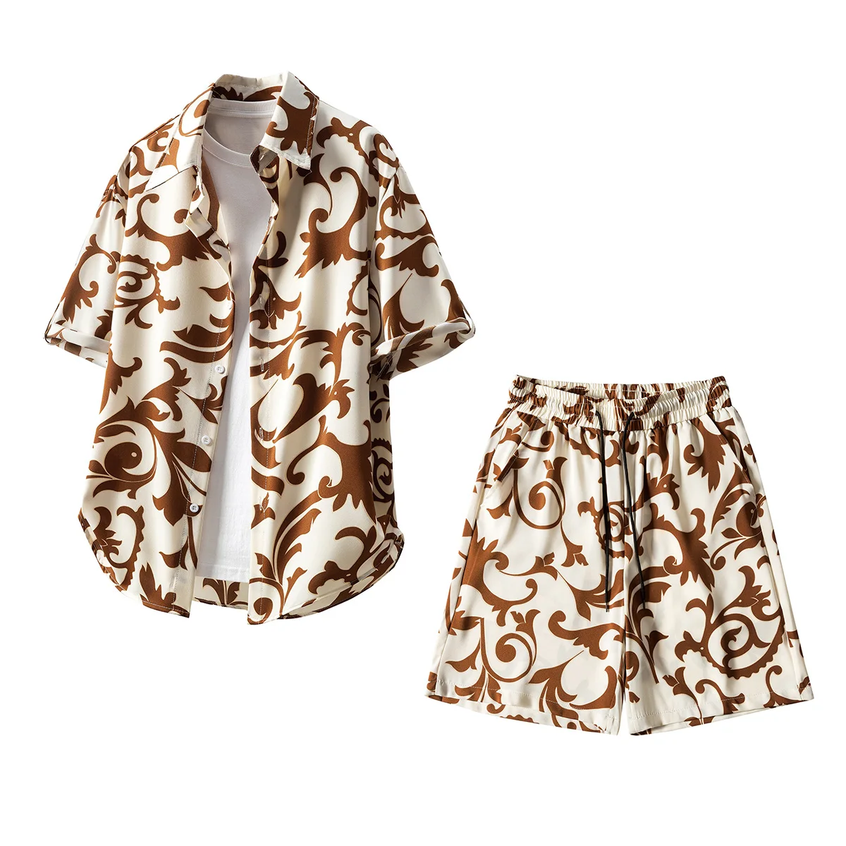 

Short-Sleeve + Shorts Suit 2026 New Summer Men High-Quality Fashion Trend Loose Comfortable Breathable Casual Short-Sleeved Suit