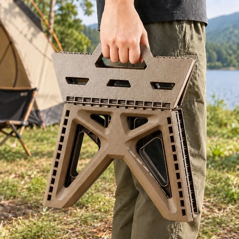 Portable Folding Stool Designed for Outdoor Use, Sturdy Construction Supports Heavy Loads for Camping, Fishing, and Beach Trips