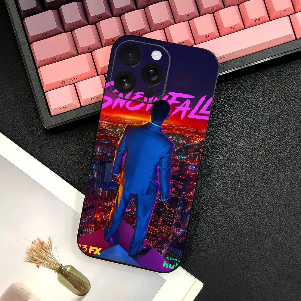 حافظة هاتف من المسلسلات التلفزيونية S-Snowfalls باللون الأسود لهاتف آيفون 17 16 15 14 13 12 11 PRO MAX PLUS غطاء جلد ناعم صغير من البولي يوريثان هدية #3