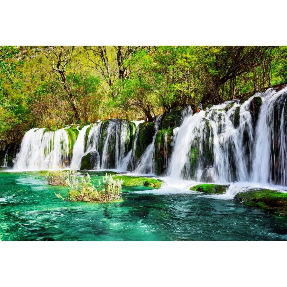 Waterfall Backdrop Spring Forest Landscape Mountain Lake Natural Landscape Painting Background Home Decor Kids Adults Portrait