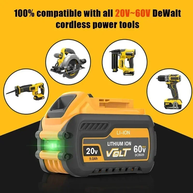 

60V 12Ah For Dewalt DCB609 Battery Replacement Li-ion Battery DCB200 DCB606 DCB205 DCB206 DCB209 DCB182 Power Tool Battery