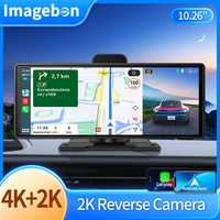 Imagebon 4K Dashcam 2K Rearview Mirror Camera Dual Recording Wireless CarPlay & Android Auto Night Vision GPS Navigation Car DVR