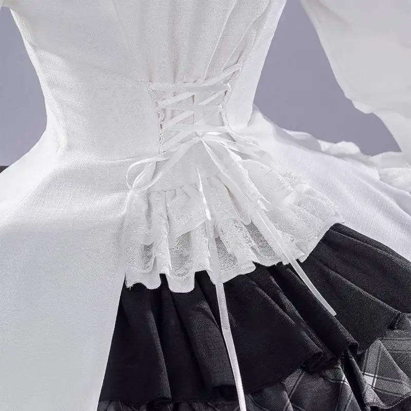 2025 زي لطيف تأثيري أنيمي الدعاوى هالوين فستان حفلة تنكرية Kasugano Sora لعبة Yosuga No Sora فستان قوطي أبيض وأسود #3
