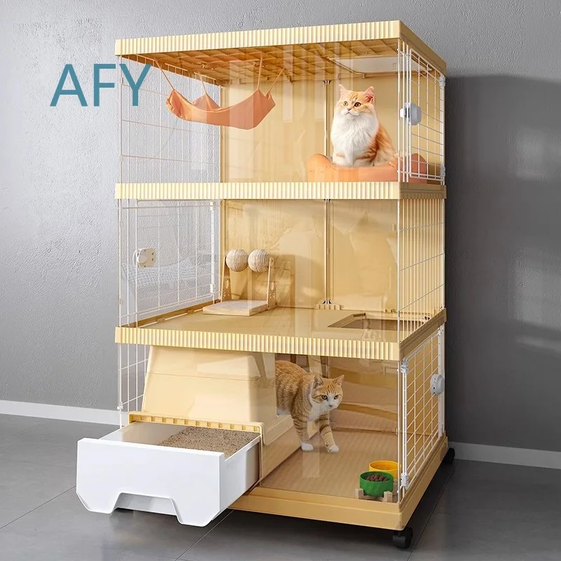 Integrated Cat Cage for Indoor Household Use Space Saving Foldable Nest House for Living Room Bathroom Small Apartment