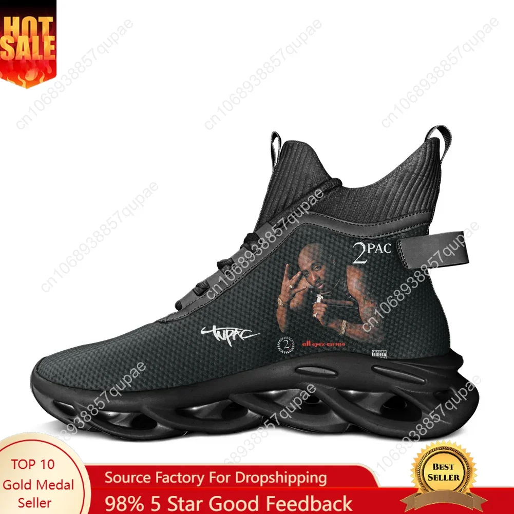

Tupac Rapper 2Pac HighTop Flats Sneakers Hip hop singer Men Women Sports Running Shoes Trail Running Shoes
