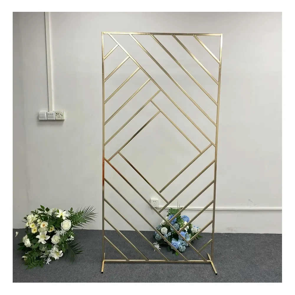 Wedding Big  Geometric Frame Screen Backdrops Decoration Flower Arch With Bouquet Stand Floral Balloon  Backgrounds Props 4pcs