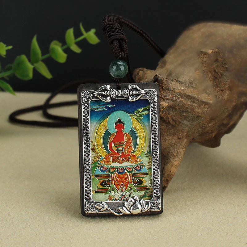Ebony Eight Patron Saint Thangka Zodiac Buddha Decorative Pendant ，High Quality Tibetan Style Religious Pendant Featured Gift
