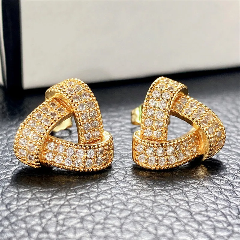 925 Sterling Silver Korean Fashion Female Stud Earrings Geometric Triangular Shaped Ear Piercing Earrings for Women