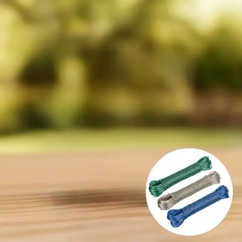 PVC Coated Steel Clothesline, Outdoor Portable Drying Rope for Garden Camping Travel