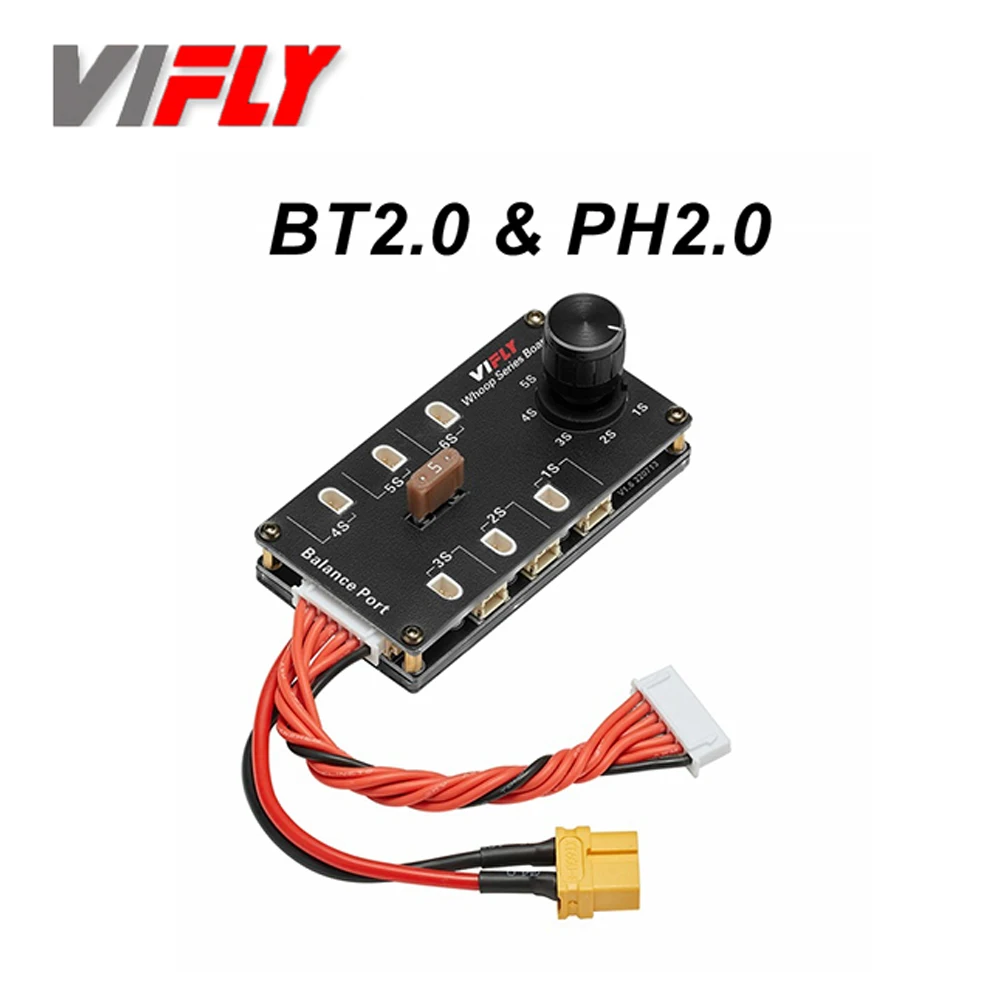 VIFLY Whoop Series Board Balance Charging Board 6 Port 1S LIPO Battery XT60 Input for PH2.0 BT2.0 / GNB27 1S FPV Tinywhoop