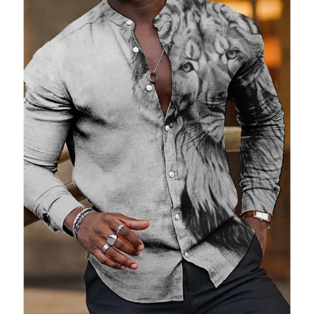 

Brand Men's Shirt Lapel Shirt 3D 3D Printed Animal Black Gold Leopard Fierce Fashion Trend 2023 Summer New Large Size Tops