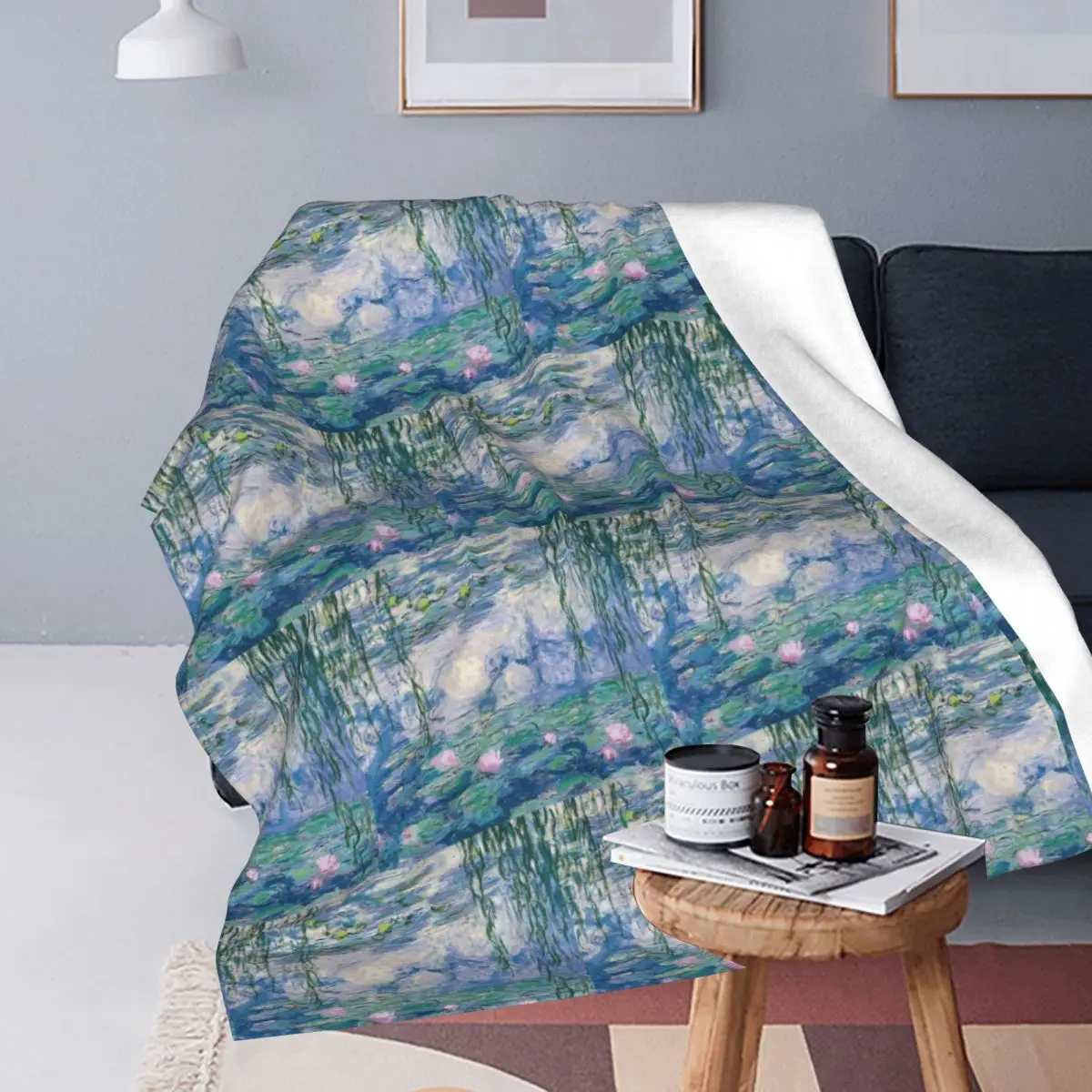 Water Lilies Claude Monet Fine Art French Painter Art Blankets  Flannel Throw Blanket Bedspread for Bed Travel Home Sofa