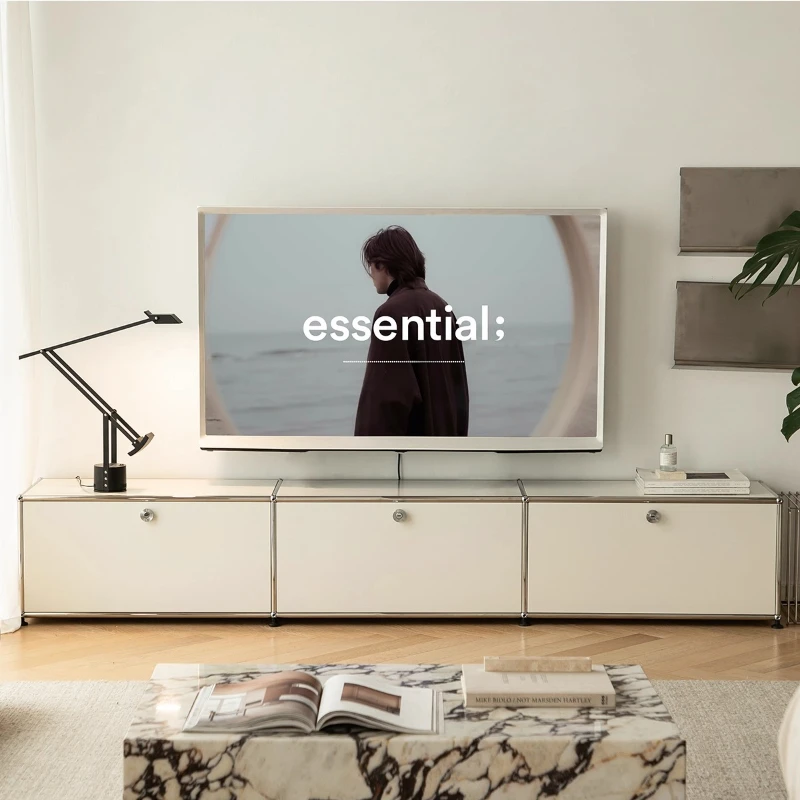 

TV Cabinet for Living Room, Small Household, Stainless Steel Floor Storage Cabinet