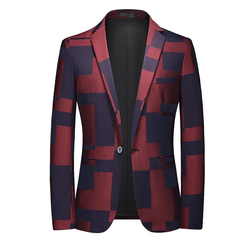 

2024 Spring New Men's Suit Jacket Fashion Slim Blazer Coat Black White Red Blue Terno Masculino Plus Size Men Outerwear M-6XL