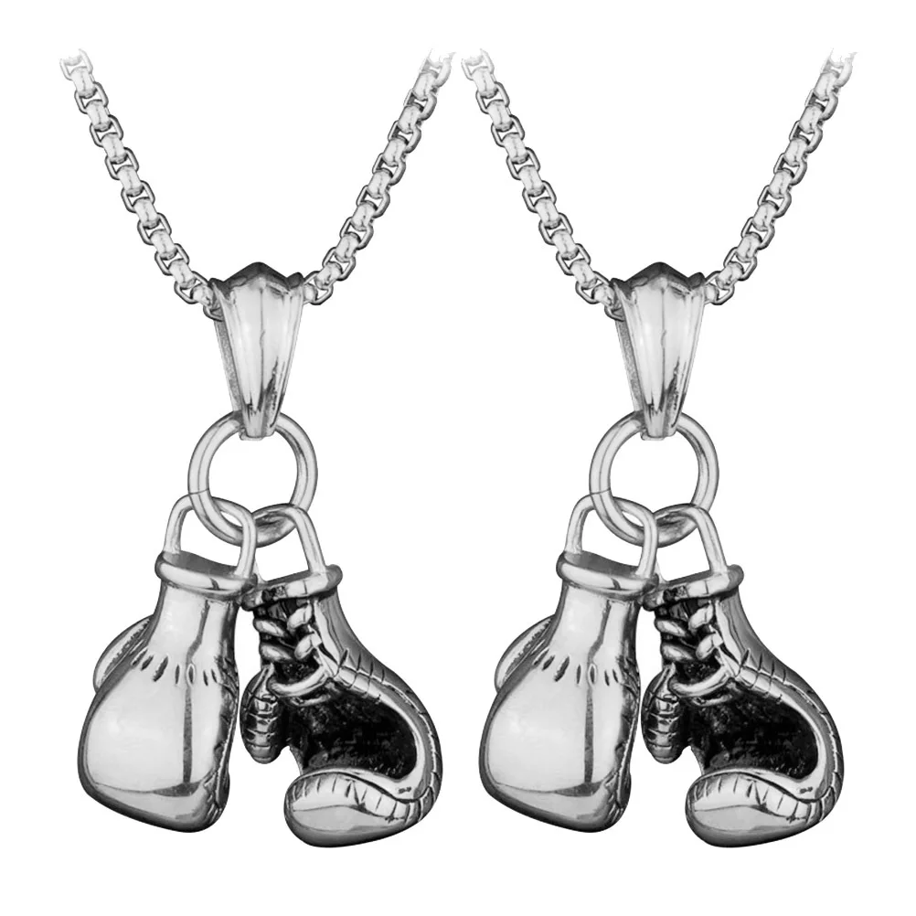 

2pcs Boxing Gloves Necklace Punk Collarbone Choker Women Men Fashion Metal Chain Pendant Durable Fine Craftsmanship Unique