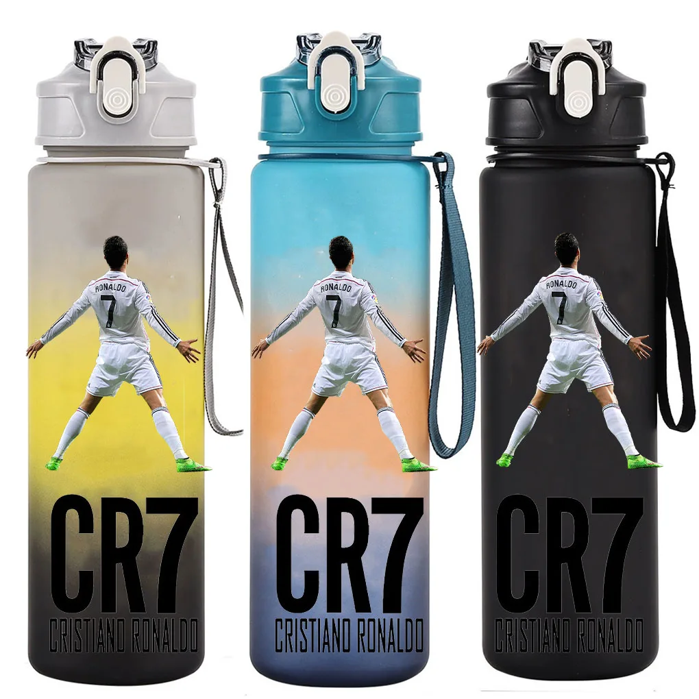 Cristiano Ronaldo-botella de agua deportiva, agitador portátil para viajes al aire libre, a prueba de fugas, botella de bebida de plástico, regalo de gimnasio sin BPA