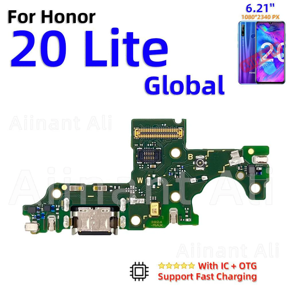 AiinAnt Dock USB Charger Mic Board Connector Charging Port Flex Cable For Huawei Honor View 20 Lite Pro 20i 20s Spare Parts