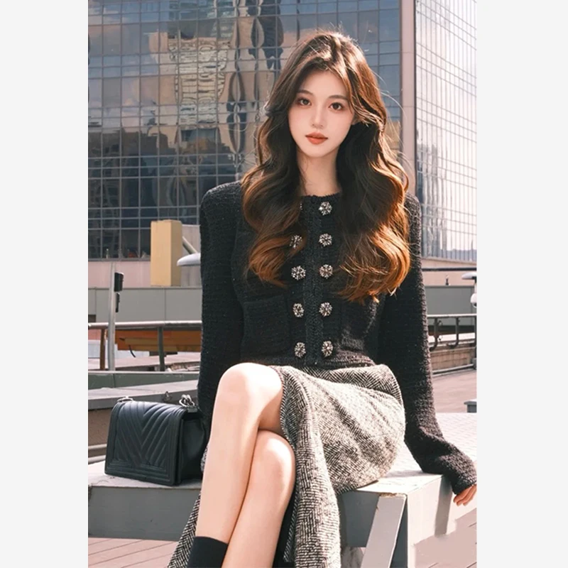 Dames 2-delige set 2024 Nieuwe mode double-breasted gebreid vest top Dames trui Merk S-PP* Koreaanse mode dameskleding