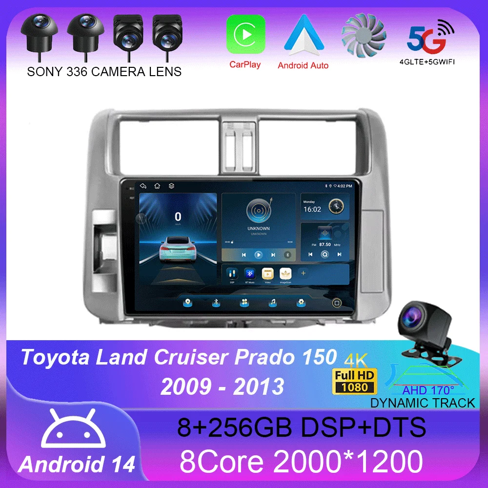 

Android 14 Carplay Car Radio For Toyota Land Cruiser Prado 150 2009-2013 Multimedia Video Player Navigation Stereo Head Unit DSP