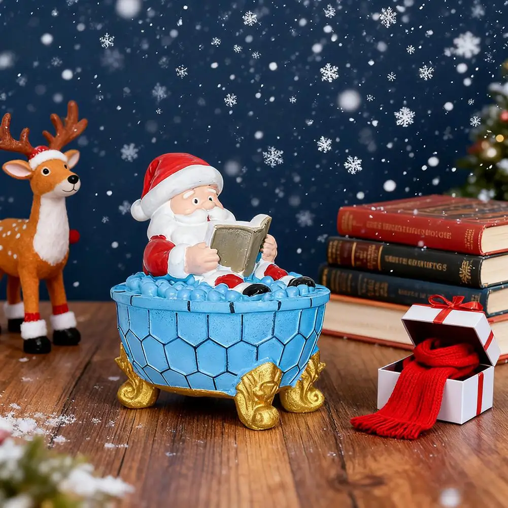 عيد الميلاد سانتا كلوز تمثال LED ليلة مصباح حوض الاستحمام القراءة الراتنج زخرفة للمنزل الجدول شجرة عيد الميلاد ملحقات للتزيين #4